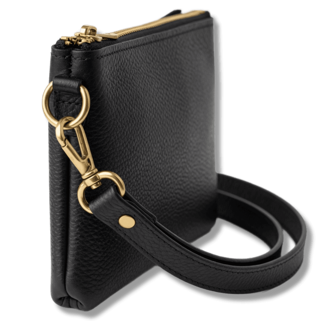 Pebbled Leather Solid Brass Zipper Pouch - Unisex view 2